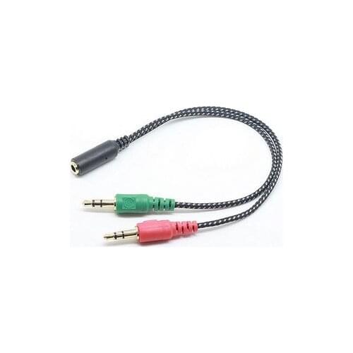 50pcs/lot Nylon 3.5mm Jack male to 3.5 Microphone and earphone female Extension Aux Audio Splitter Cable Y Stereo Splitter