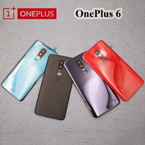 New Original OnePlus 6 Back Battery Cover Glass Housing Cover Door Rear Case Replace + Camera Frame Lens &Sticker For One Plus 6