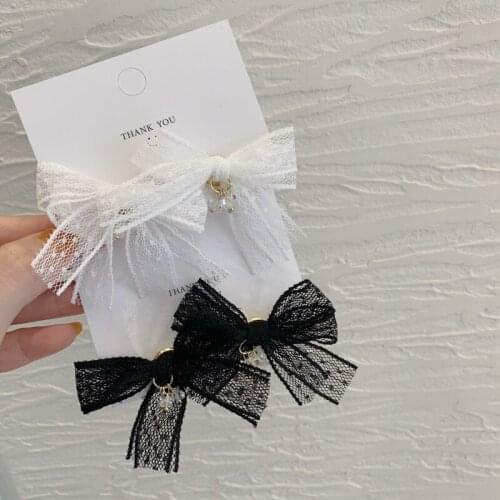 New Design Girls Lace Bow Earrings Fashion Creative Girl Earrings Sweet Gift For Women Accessories Jewelry