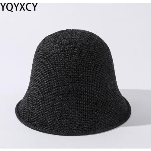 YQYXCY Bucket Hat Women Summer Spring Korean Retro Fashion Fisherman Cap Hat Female Solid Color Sunshade Simple Casual