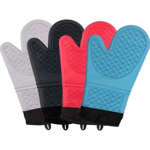 1 PC Microwave Oven Silicone Gloves 34 cm Wave Style Silicone Cotton High-temperature Heat-proof Baking Gloves Kitchen Tool