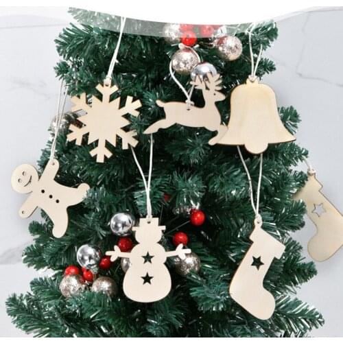 Christmas Tree Pendant Wooden Slices DIY Painting Parents-child Campaign Party Christmas Tree Decoration Happy New Year Gifts