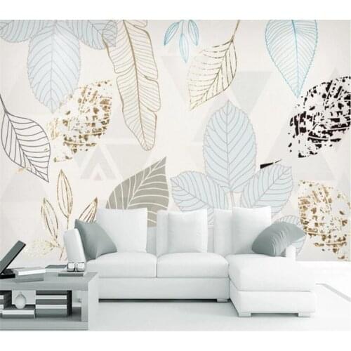 Custom wallpaper 3D modern simple hand painted leaves abstract retro Nordic decorative background wall paper home decor фотообои
