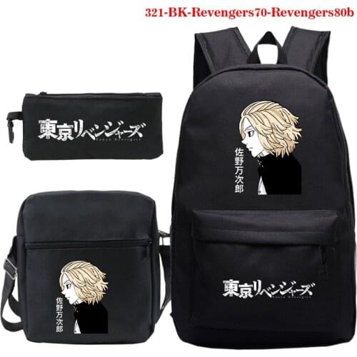 Fashion 3pcs/set Schoolbag High Capacity Casual Backpacks Women Shopping Bag Children Pencil Case Tokyo Revengers Anime Backpack
