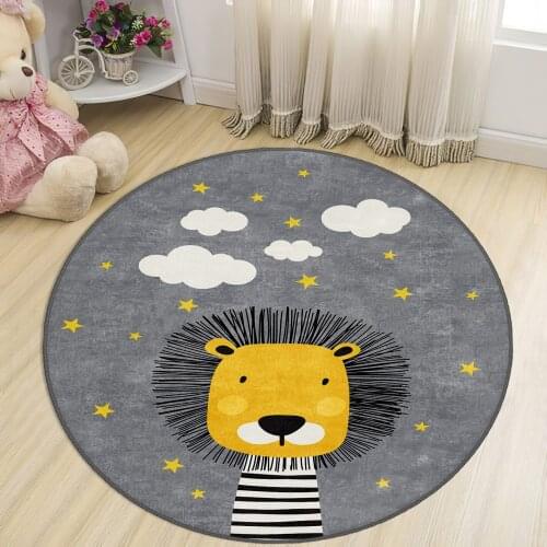 Gray Round Kids Room Rug clock numbers girl heart educational carpet