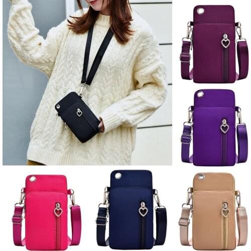 Phone Bag Thickened Hook Three-layer Zipper Oxford Cloth Card Holder Wallet Purse for Daily Life