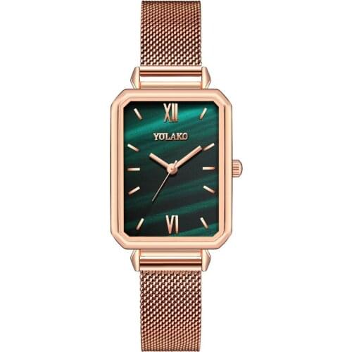 Malachite Woman Quartz Watch Japan Movet Rectangle Watch Ladies Genuine Leather Band Mesh Band relogio feminino