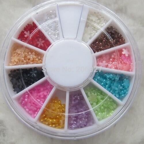 1PC OD-88 3D 12 Colors in wheel Flower Pearl Nail Decoration Lovely Outlooking