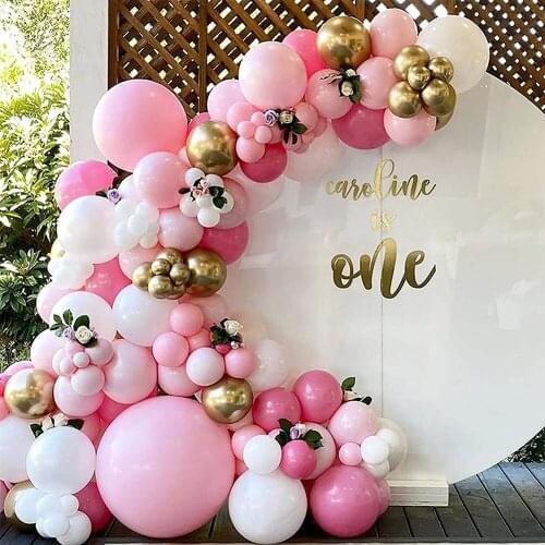 116pcs Pink Metal Gold Balloons Garland Arch kit for Girls 1st Birthday Party Wedding Bridal Shower Baby Shower Decorations