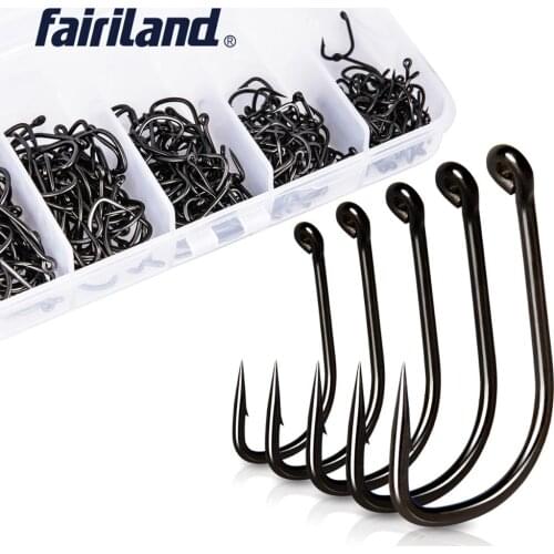 250pcs/Lot TFSH-B #2 #4 #6 #8 #10 Barbed Hooks Set PTFE Coated High Carbon Steel Carp Fishing Hook w/ Free Hook Box Tackle Box