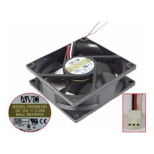 AVC F8025B12H DC 12V 0.25A 80x80x25mm 3-Wire Server Cooling Fan