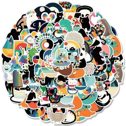 50/100PCS/Pack Cartoon Animals Graffiti Stickers For Laptop Skateboard Guitar Luggage Motorcycle Bike Waterproof Decal Sticker