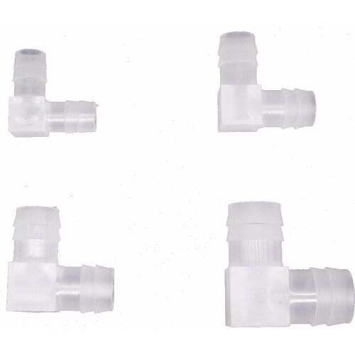 50PCS 1.6/2.4/3.2/6/8/10/12/16/20mm Plastic Barb Equal Elbow L Type Garden Irrigation Hose Connector Pipe Fitting Tube Joint