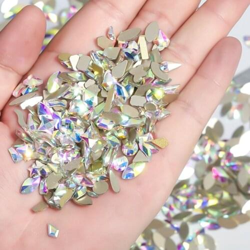 50PCS Heteroideus Nail Rhinestones Crystals Flatback Glass Stones Manicure Nail Art Decoration Charms Gem Jewelry Accessories