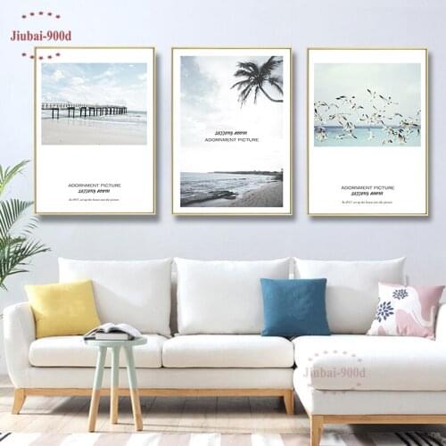 900D Seascape Palm Tree Canvas Painting Wall Pictures For Living Room Landscape Pictures Posters And Prints Wall Art SAN106