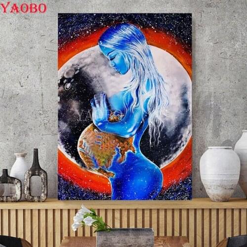 Earth woman pregnant mother diamond embroidery full square round 5d diy diamond painting cross stitch rhinestone pictures