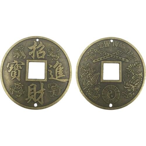 ANGRLY China Ancient Currency Copper Commemorative Coin Collection Gifts Folk Style Campanula Pendant Metal Fish Coins