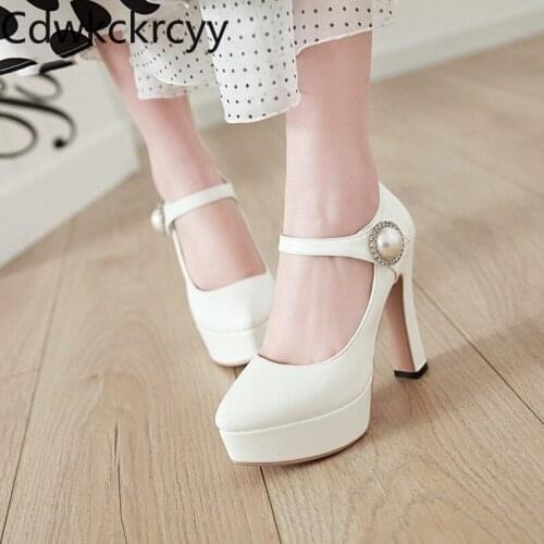 Spring and fall The New fashion Pointed 12CM High heel Women shoes red banquet Buckle Asakuchi High heel Single shoes size 34-43