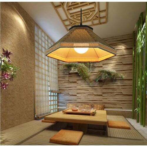 Bamboo pendant lights restaurant Japanese tea house restaurant lamp modern pendant lamp bamboo lamp bar cafe lighting droplight