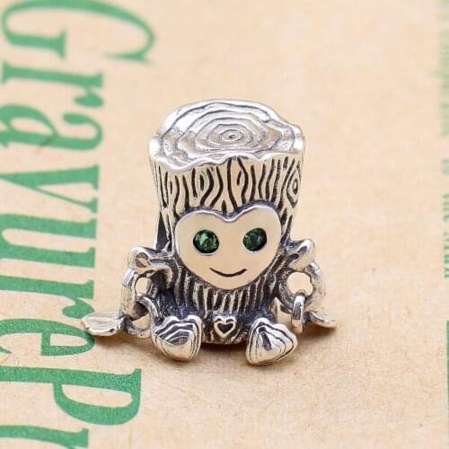 Free Shipping Authentic 925 Sterling Silver Sweet Tree Monster Charm Fit Original Bracelets For Women DIY Jewelry S925 Beads