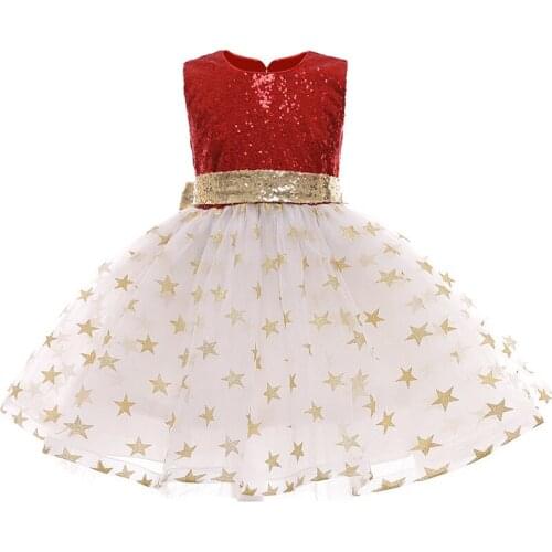 Kids Dresses for Girls Sequined Sleeveles Mesh Dresses Kids Elegant Princess Tutu Vestidos Children Summer Party Tulle Dress 8T