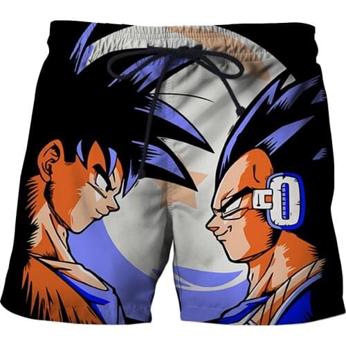 Mens summer hot sale Goku beach shorts top comfortable theme cartoon anime handsome mens 3D printed shorts street summer clothe