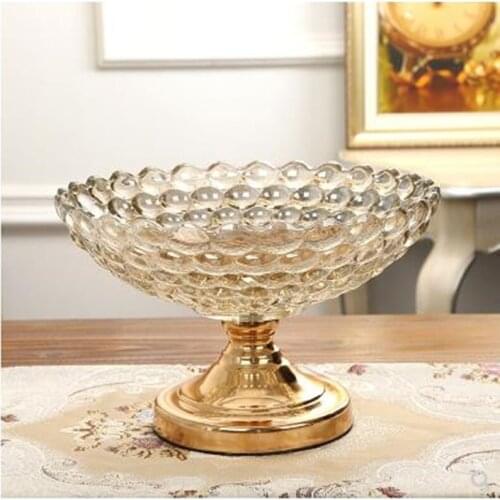European luxury home glass fruit plate, living room creative decoration, modern dried fruit plate, fruit bowl, candy dish