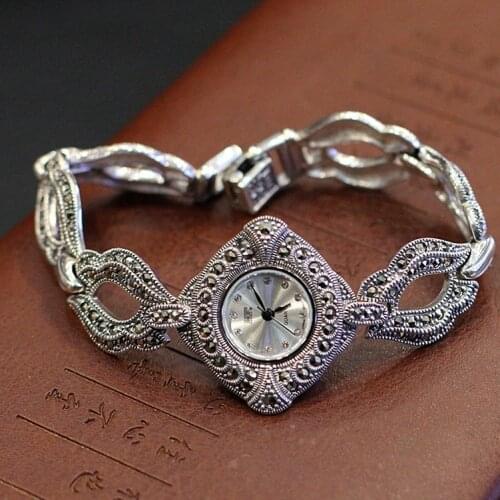 Hot Sale Top Quality HF Brand Silver S925 Bracelet Watch Elegant Real Pure Silver Bracelet Jewelry Watches Real Silver Bangle