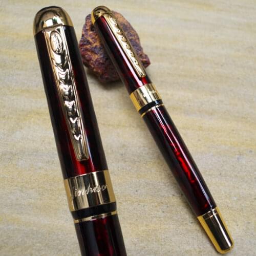 JINHAO 250 WINE AND GOLDEN MEDIUM NIB PEN WITH BLACK SPOT OFFICE BUSINESS STATIONERY SCHOOL BEST GIFT