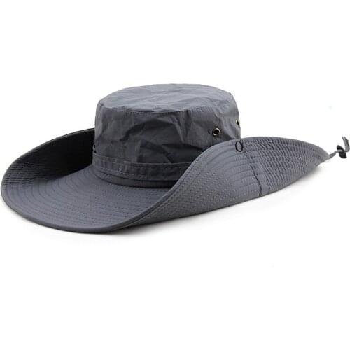 Fishing Hat Sun Caps Male Summer Sun Protection Outdoor Climbing Hat Anti-UV Breathable Big Eaves Fishermans Wide Brim Caps