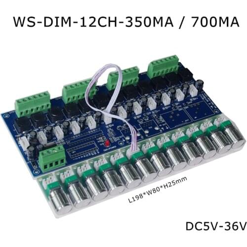 12CH 350MA 700MA Constant Current Controller DMX 512 Constant 12 Channel Decoder Dimmer for LED Strip Lights Lamp WS-DIM-12CH