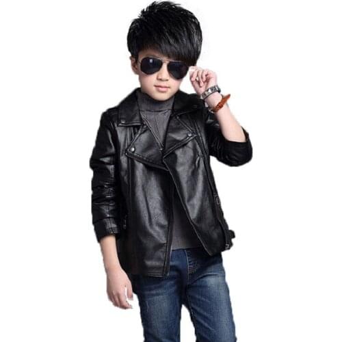 Autumn Childrens Jacket Boys PU Leather Coat 4-15Year Kids Clothing Spring 2020 Fashion School Boys Zipper Outerwear PU Jackets