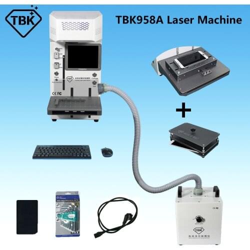 TBK 958A Laser Rear Glass Separator Machine Full Set With Fume Extractor And Molds DIY Logo Engraving