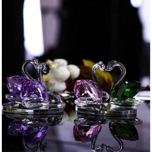 Swan Crystal Glass Figurines Collection Diamond Swan Animal Paperweight Table Ornament Wedding Home Decor Kids Birthday Gifts