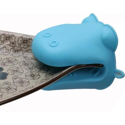 Cartoon Hippo Thicken Silicone Heat-insulating Gloves Silicone Oven Anti-Hot Clamp Gloves Silicone Hand Clip Kitchen Gadgets