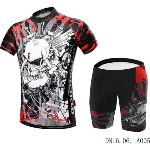 Skull Mens Summer Cycling Jersey Breathable Mountain Bike Clothing Quick-Dry Racing MTB Bicycle Clothes Uniform Cycling Sets