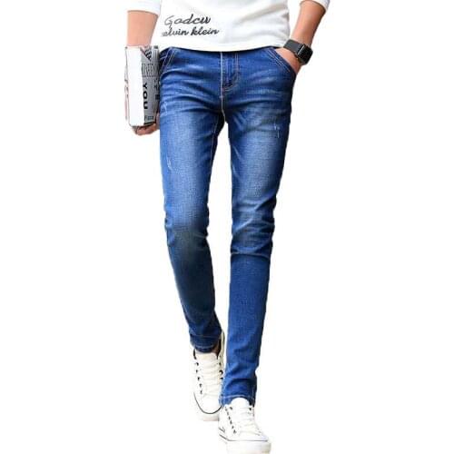 2020 New Blue Jeans Fashion Casual Jeans Men Small Stretch Teen Jeans Soft Denim Trousers 27-36