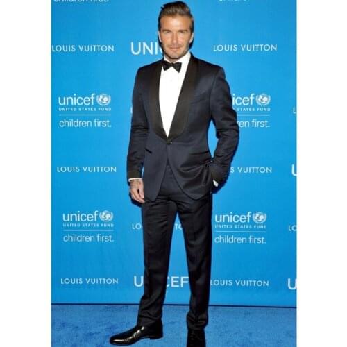 New Arrival Mens Suits Groomsmen Shawl Black Lapel Groom Tuxedos Navy Blue Wedding Best Man Suit (Jacket+Pants+Tie) B667