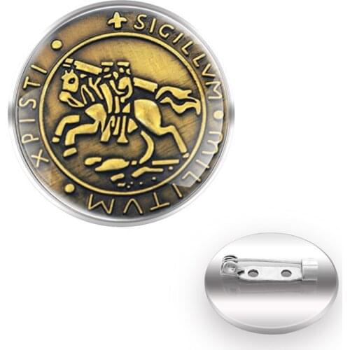 New Arrival Knights Templar For Bag Brooches Decoration Collar Pin Glass Convex Dome Women Men Cool Accessories Gift