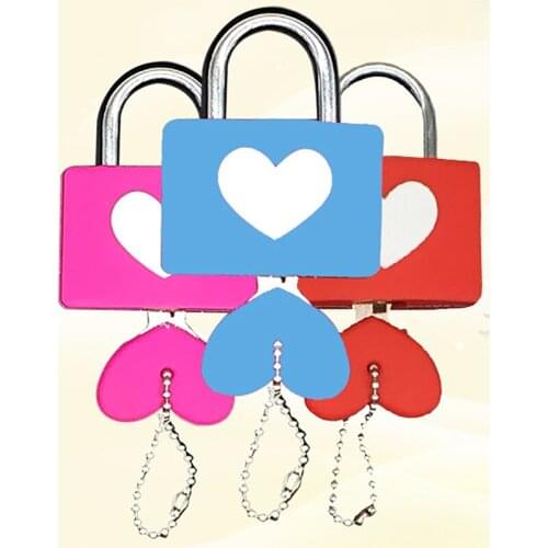 New Design Heart Shape Love Locks For Wedding Anniversary Valentines Gift Baggage KD Padlock Waterproof Antique 45MM 13 Colors