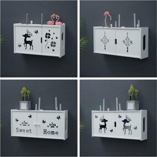 New Portable Wireless Wifi Router Storage Box PVC Panel Shelf Wall Hanging Plug Board Bracket Cable Storage Organizer Home Decor