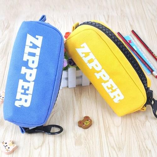 New Simple Pencil Case Zipper pencil case Canvas Large Capacity Student Stationery Box Solid Color pencil case for Men and Women