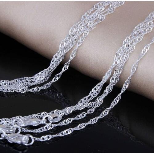 Wholesale 5pc Silver Color Chain 1.6mm Water Wave Chain Necklace for Women Jewelry Twisted Chain 24inches Free Shipping