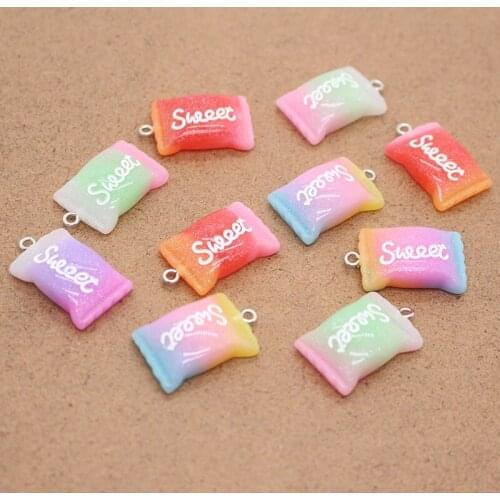 10pcs/pack Gradient Candy Resin Earring Charms Mixed Color Foods Keychains Necklace Pendants Accessory Diy For Jewelry Make