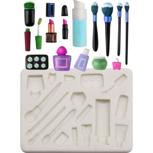 New Makeup Tools Cake Moulds Brush Lipstick Nail Polish Chocolate Party DIY Fondant Cake Decorating Tools Silicone Mold Dessert