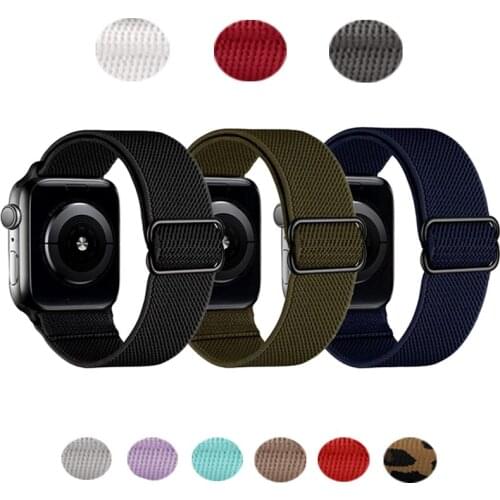 Nylon Elastic Strap For Apple Watch Band 44mm 42mm 40mm 38mm adjustable iwatch bracelet watchband for apple watch 6 SE 5 4 3 2