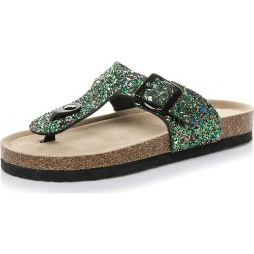 Multicolor Glitter bling femme cork tong sandals brand designer woman cozy unisex flipflop summer beach shoes flat slipper slide