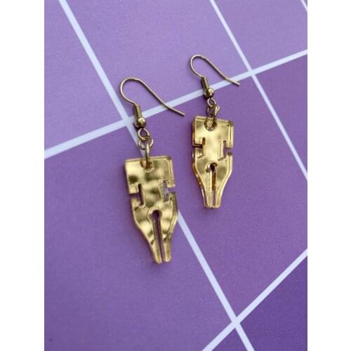 Golden Pen Mirrored Earrings