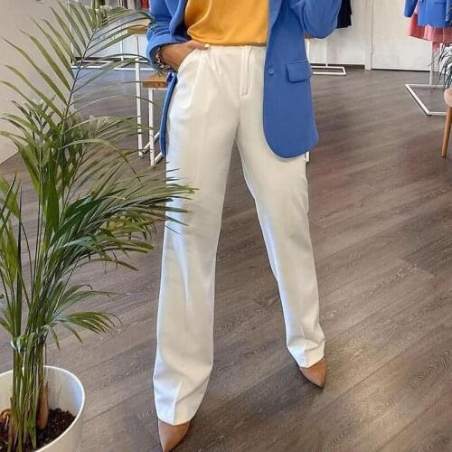 Women 's Classic Wide Leg Trousers Autumn Loose White High Fashion Straight Pants Korea High Waist Soft Girl Mujer Pantalones