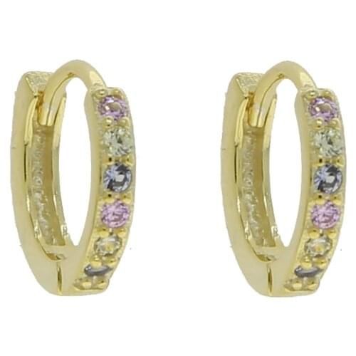Real 925 Sterling Silver Classic Round Silver Fine Hoop Earrings Authentic Colorful Zircon Earrings For Women Fashion Jewelry
